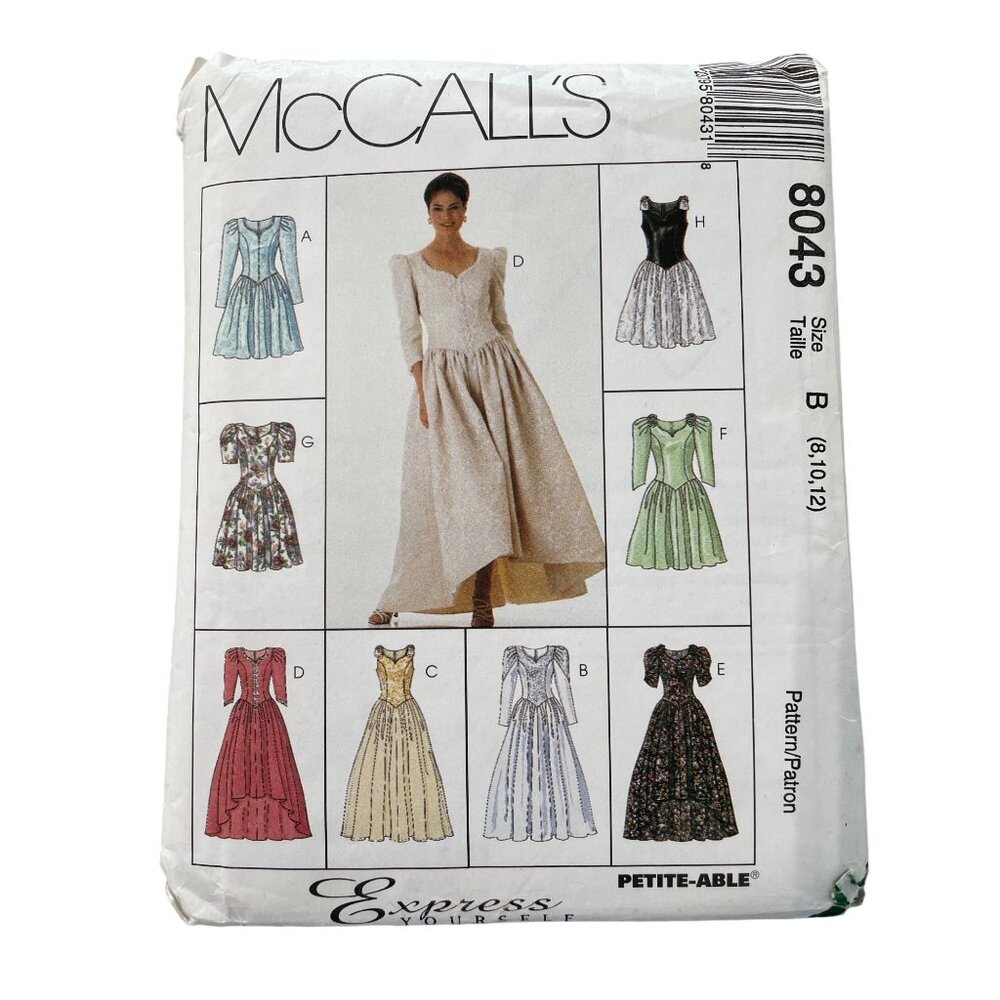 90s McCalls 8043 Sewing Pattern Size 8-12 Misses Dress Elegant Dressmaking UNCUT